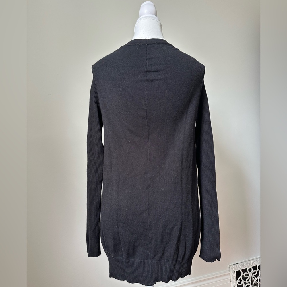 SUZY SHIER Y2K Black Whimsigoth Single Button Asymmetric Wrap Cardigan Size XS - Picture 3 of 6
